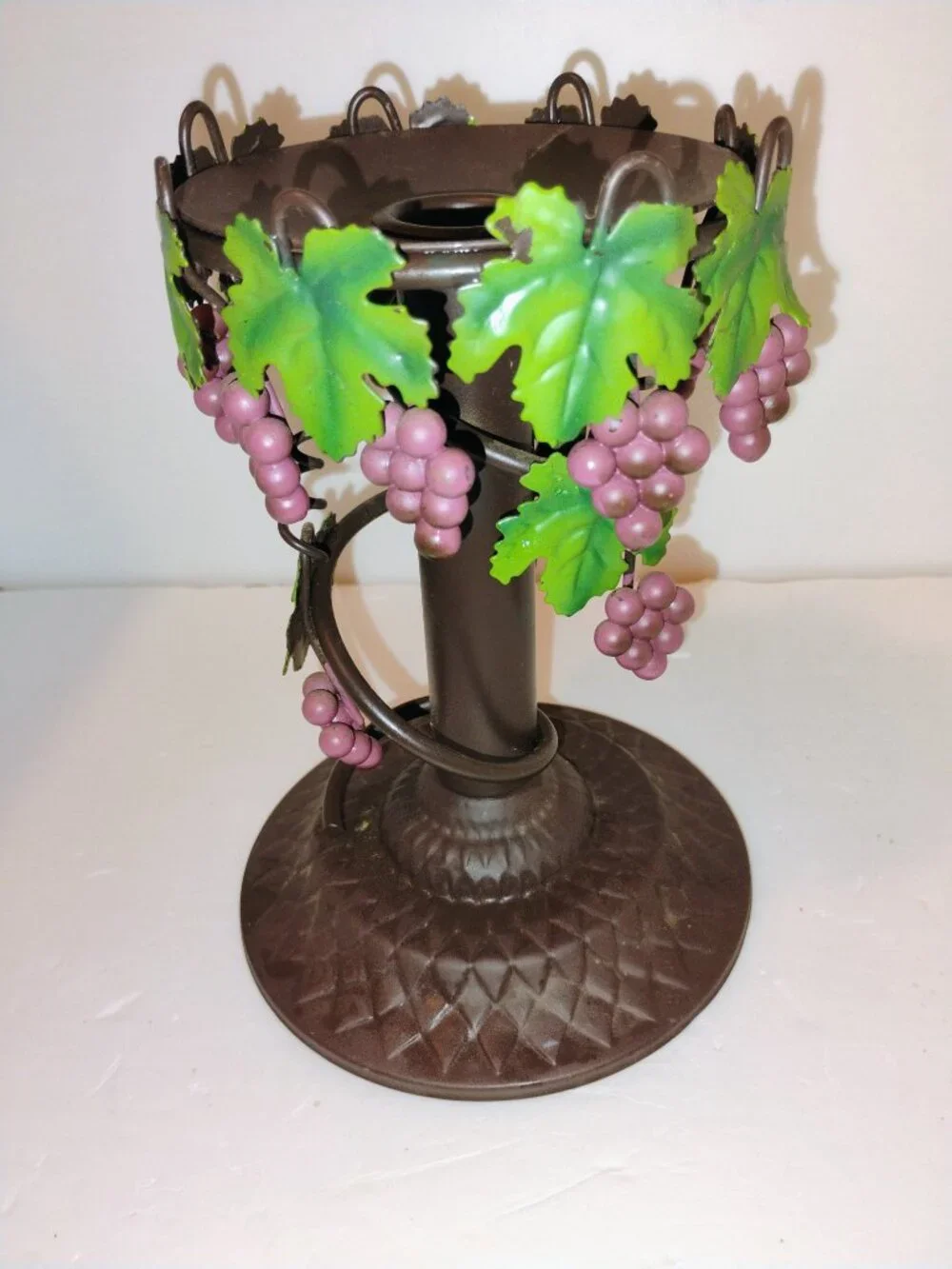 Metal grapes and leaves candleholder